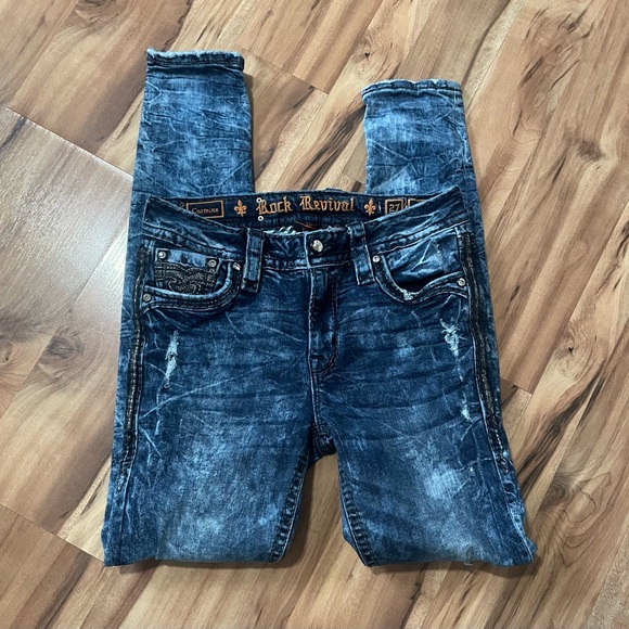 Rock Revival Collector’s Edition Mid Rise Carmine Skinny Jeans Sz 27 - Picture 1 of 11